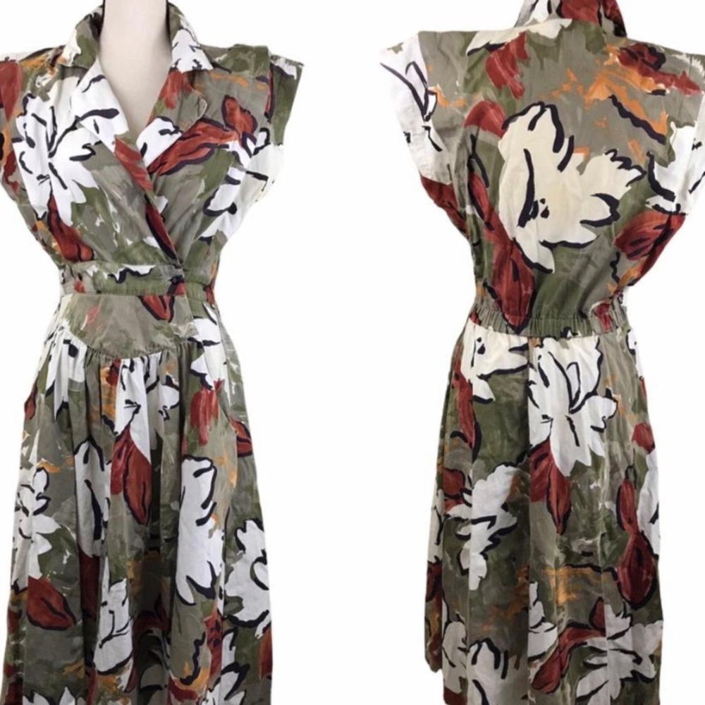 Vintage 80s Dress Olive Green JM II